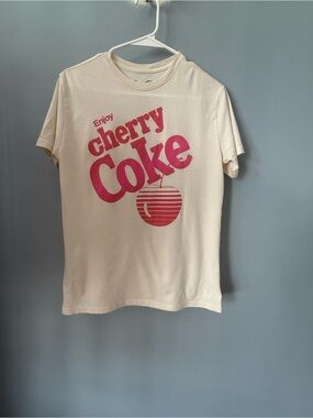Cherry Coke Graphic Tee - Cream with Pink Print